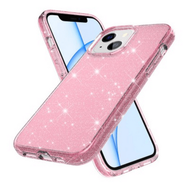 iPhone 14 Compatible Case Cover Featuring Shockproof Glitter - Clear Pink